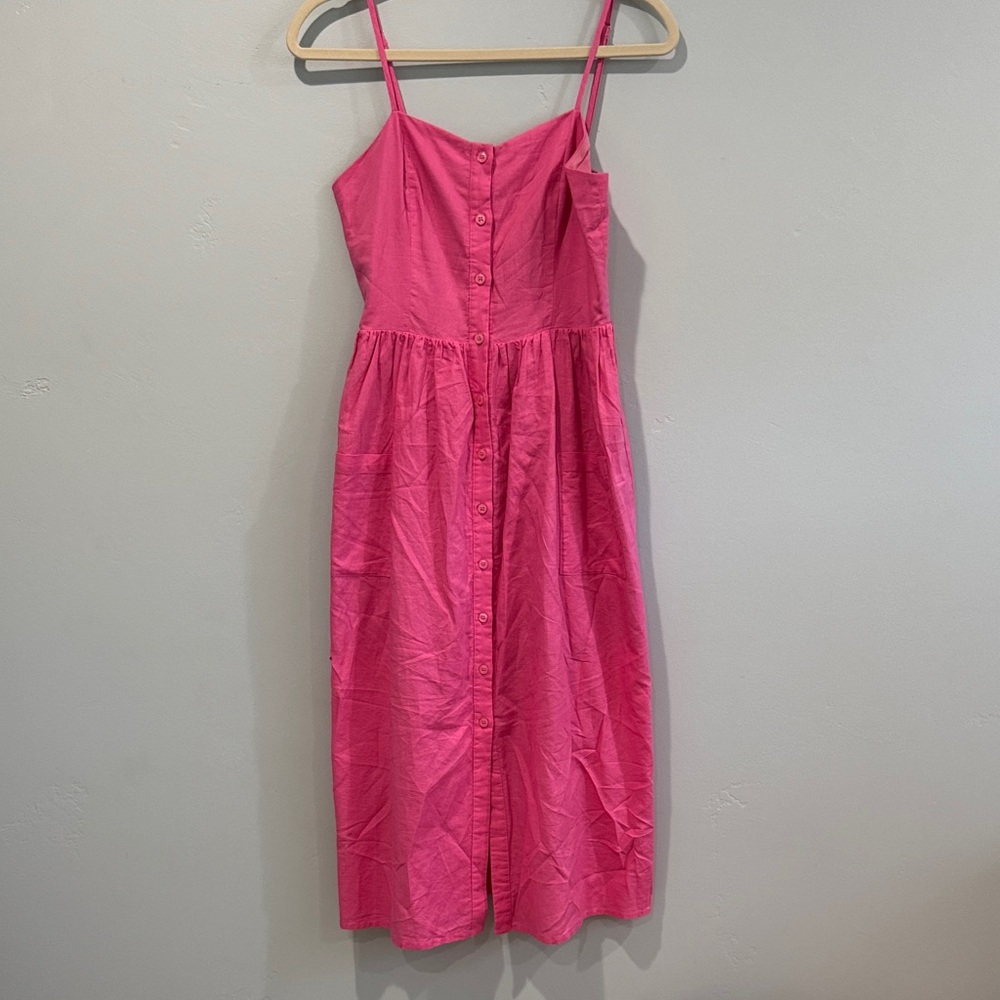 Petal & Pup Pink Button-Down Linen Midi Dress